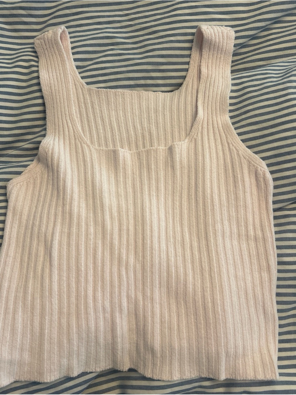 Brandy Melville Ribbed Square-Neck Tank - Pale Pink